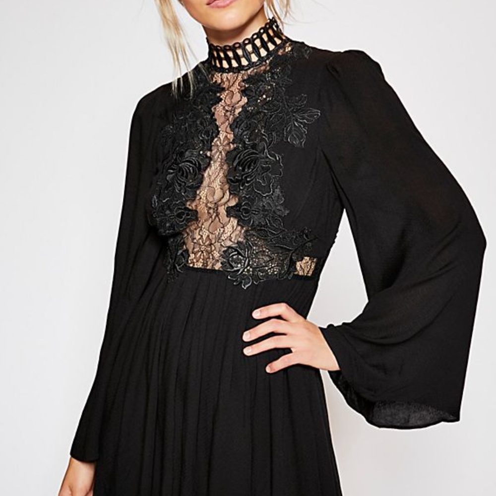 Free People Divine Mini Dress in Black